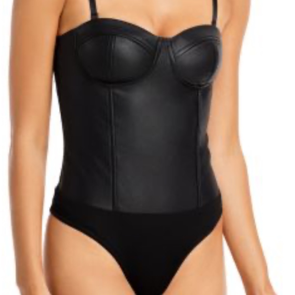NWT Aqua Faux Leather Bustier Bodysuit